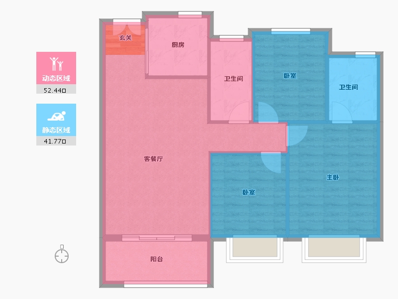 陕西省-西安市-蓝光时代-86.20-户型库-动静分区