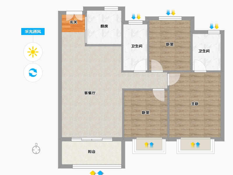 陕西省-西安市-蓝光时代-86.20-户型库-采光通风