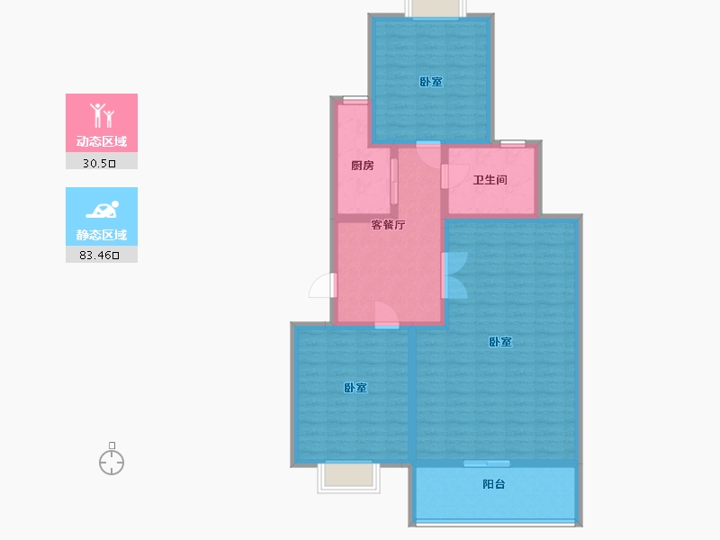 江苏省-南京市-中南山锦花城-102.36-户型库-动静分区