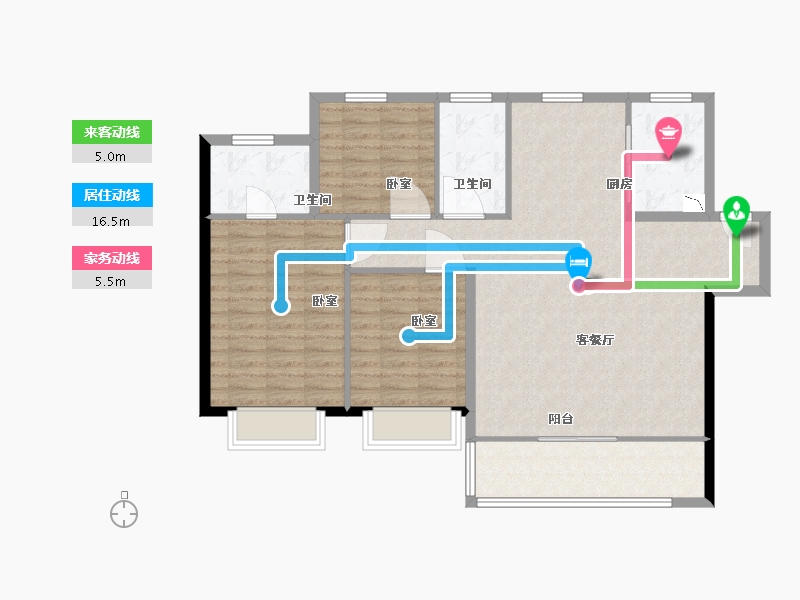 陕西省-西安市-绿地新里铂瑞公馆-104.29-户型库-动静线