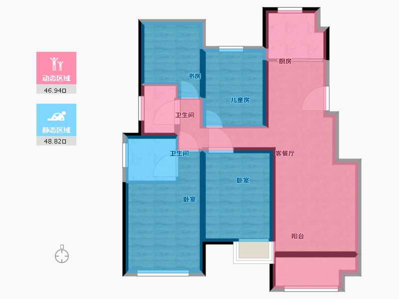 江苏省-南京市-弘阳禹洲时光印象-84.00-户型库-动静分区