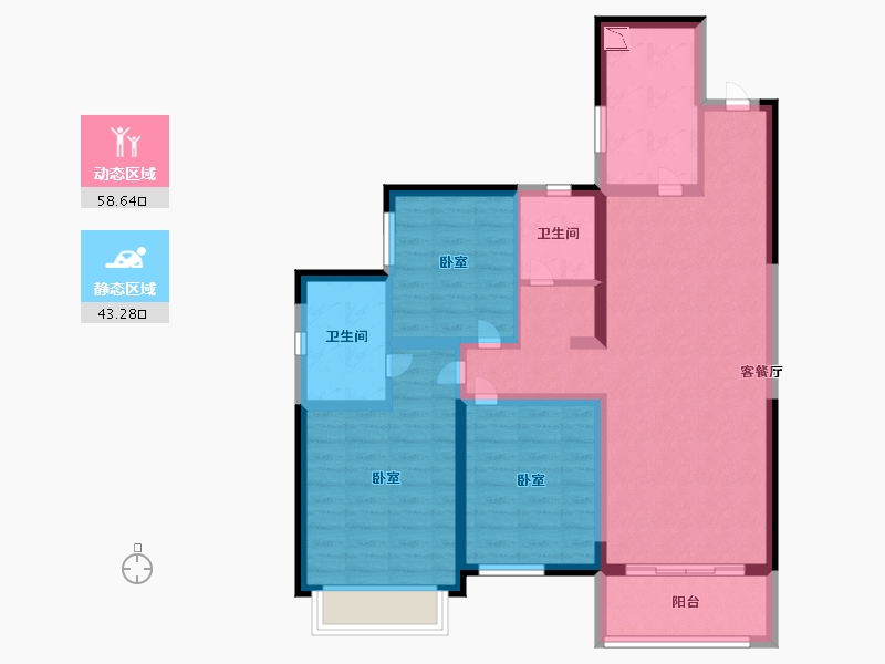 陕西省-西安市-金科世界城-90.00-户型库-动静分区