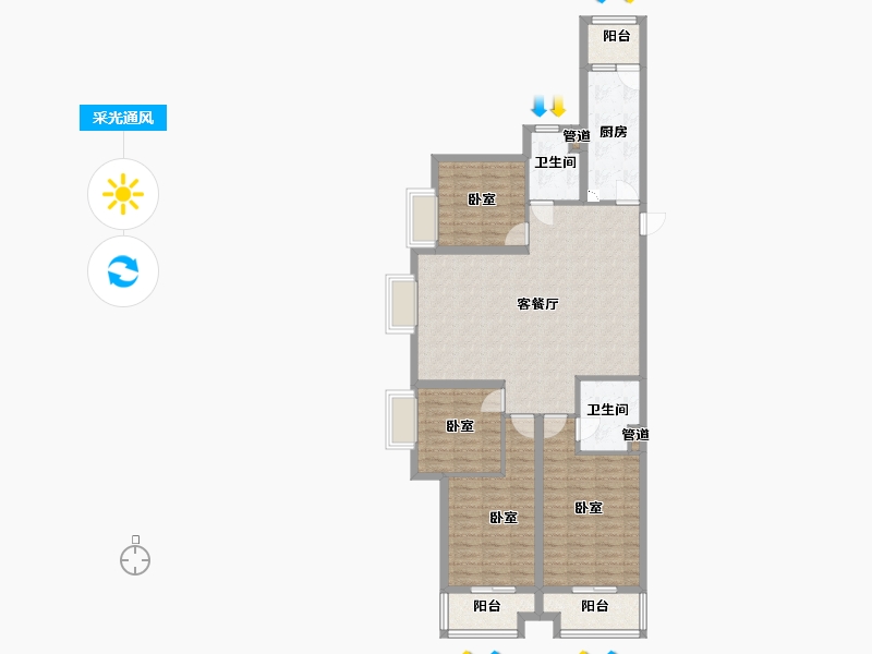 山西省-太原市-太原恒大天宸-112.81-户型库-采光通风