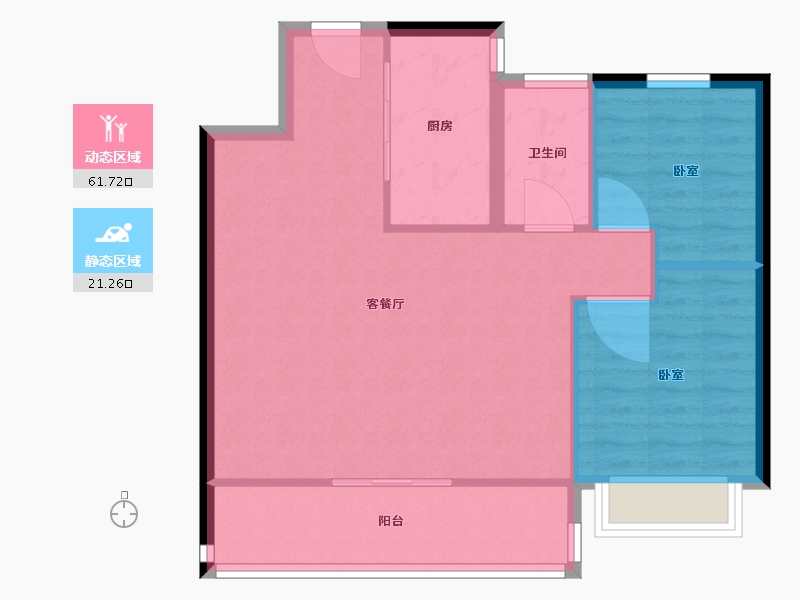 陕西省-西安市-绿地新里铂瑞公馆-75.92-户型库-动静分区