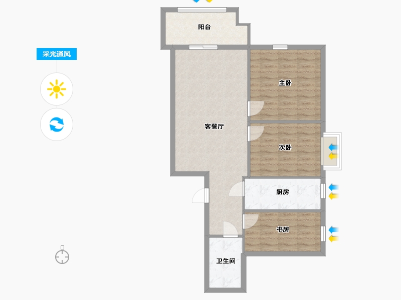 陕西省-西安市-长乐嘉韵-81.70-户型库-采光通风