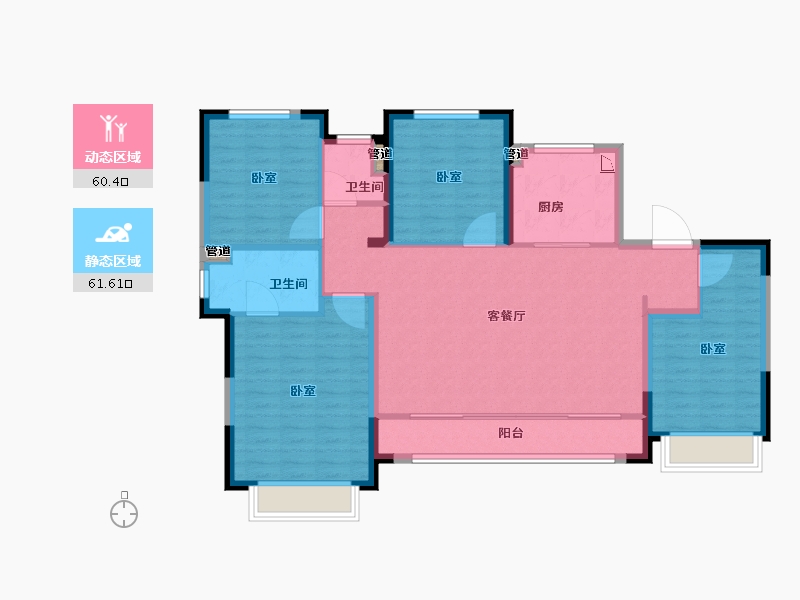 陕西省-西安市-绿地智创金融城-111.00-户型库-动静分区