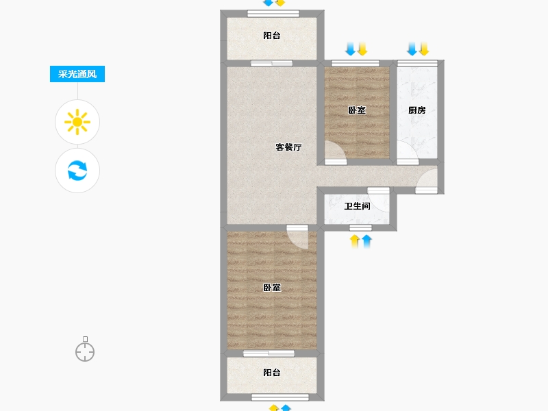 陕西省-西安市-感恩天禧-60.45-户型库-采光通风