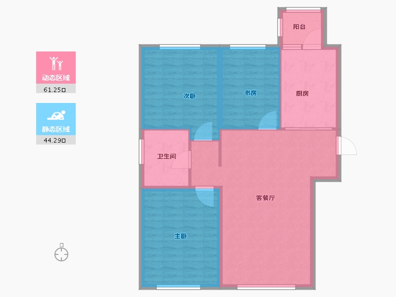 黑龙江省-哈尔滨市-华居水木天成-96.00-户型库-动静分区