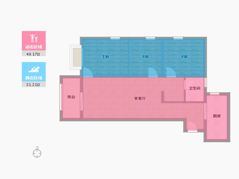 陕西省-西安市-中国铁建万科翡翠国际峰荟-71.96-户型库-动静分区