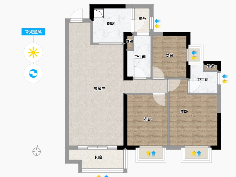 广西壮族自治区-梧州市-万达滨江城-73.32-户型库-采光通风