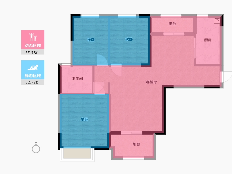 黑龙江省-哈尔滨市-恒大御峰-78.56-户型库-动静分区