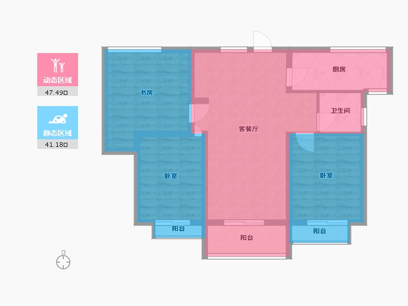 陕西省-西安市-西安麓湖半岛-78.95-户型库-动静分区