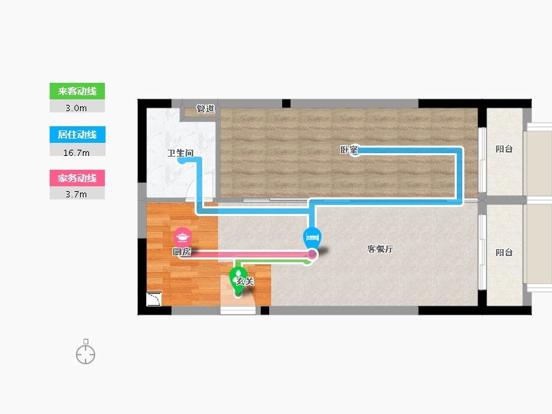 陕西省-西安市-西安恒大养生谷公寓-61.05-户型库-动静线