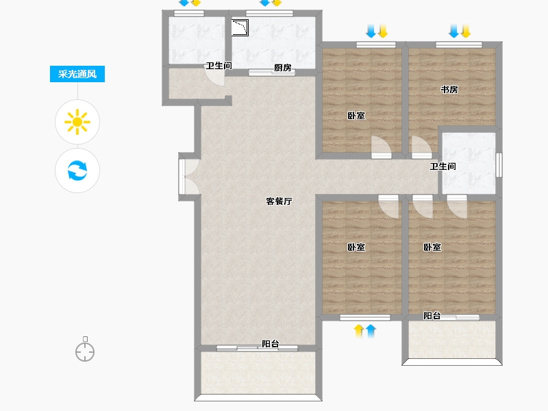 陕西省-西安市-天健望湖大观-137.16-户型库-采光通风