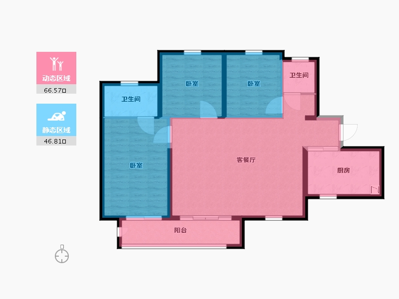 陕西省-西安市-金科世界城-103.00-户型库-动静分区