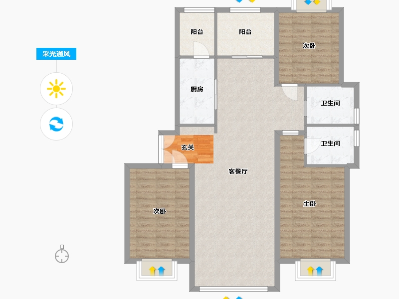 黑龙江省-哈尔滨市-宝宇天邑澜山-112.07-户型库-采光通风