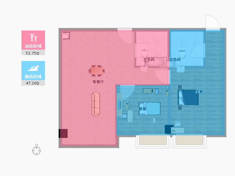 江苏省-南京市-百家湖艺术公馆-91.47-户型库-动静分区