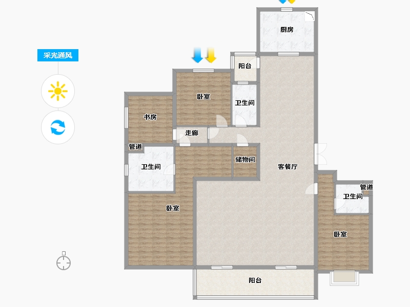 山西省-太原市-太原恒大天宸-213.34-户型库-采光通风