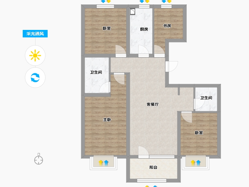 辽宁省-鞍山市-富力城-85.43-户型库-采光通风