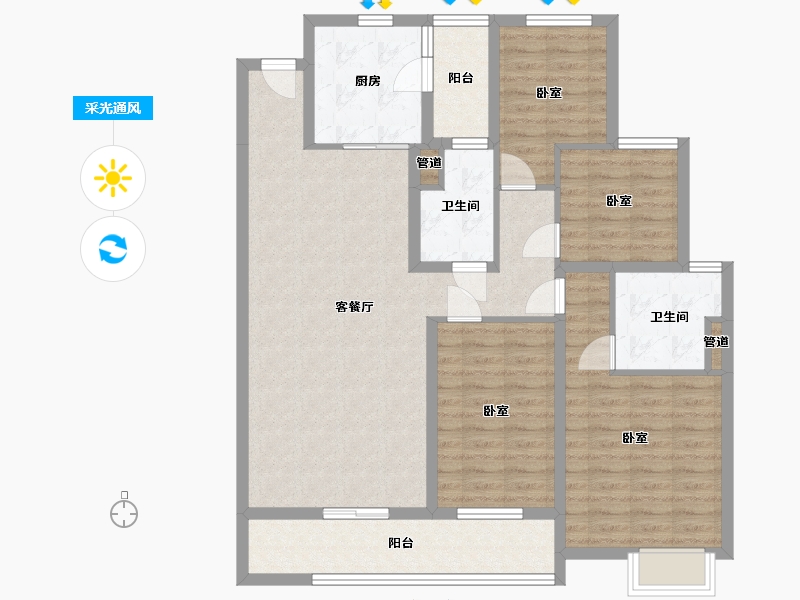 山西省-太原市-太原恒大天宸-111.40-户型库-采光通风