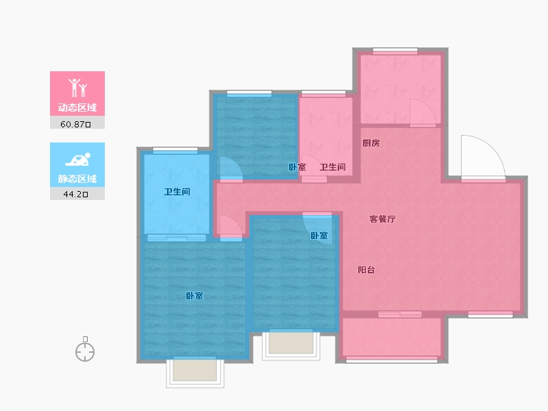 江苏省-南京市-弘阳禹洲时光印象-93.94-户型库-动静分区