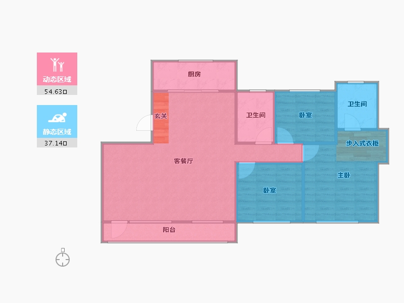 辽宁省-盘锦市-纳帕溪谷·瑞府-85.94-户型库-动静分区