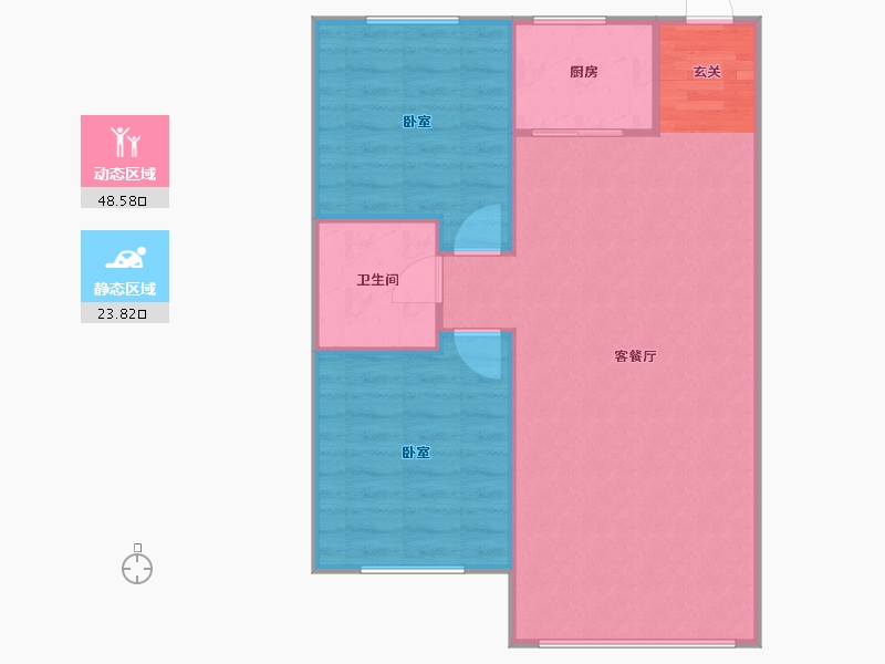 辽宁省-盘锦市-纳帕溪谷·瑞府-68.42-户型库-动静分区