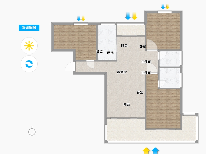 陕西省-西安市-观澜天下-107.36-户型库-采光通风