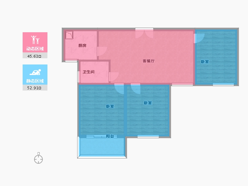 陕西省-西安市-天健望湖大观-88.71-户型库-动静分区