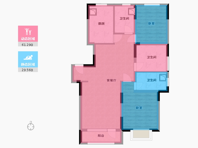 辽宁省-沈阳市-中港城永安嘉苑-79.34-户型库-动静分区