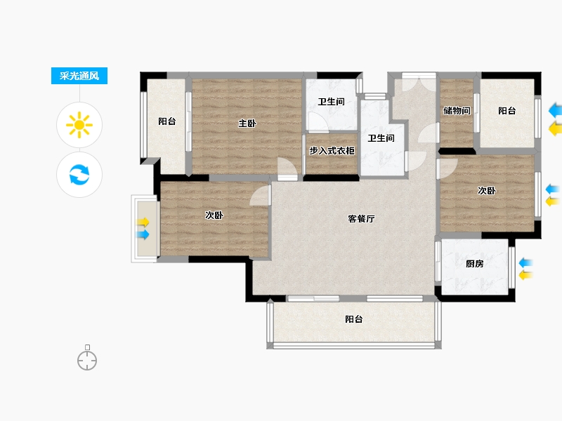 浙江省-绍兴市-蓝海御湾-114.83-户型库-采光通风