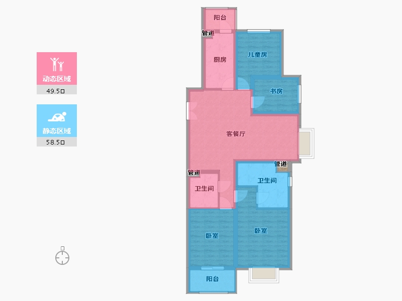 山西省-太原市-东鼎·迎泽里-96.53-户型库-动静分区