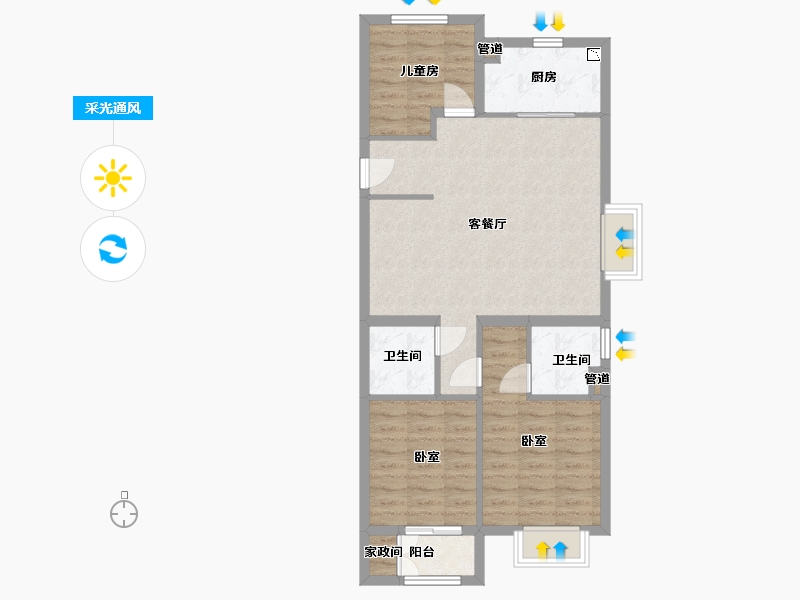 山西省-太原市-保利和光尘樾-77.16-户型库-采光通风