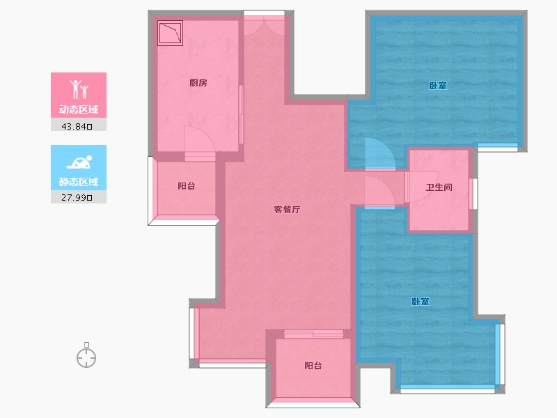 陕西省-西安市-鹿苑5号公馆-63.12-户型库-动静分区