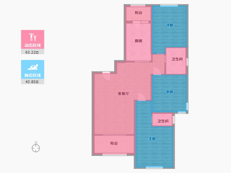 黑龙江省-哈尔滨市-南郡·豪庭-96.00-户型库-动静分区