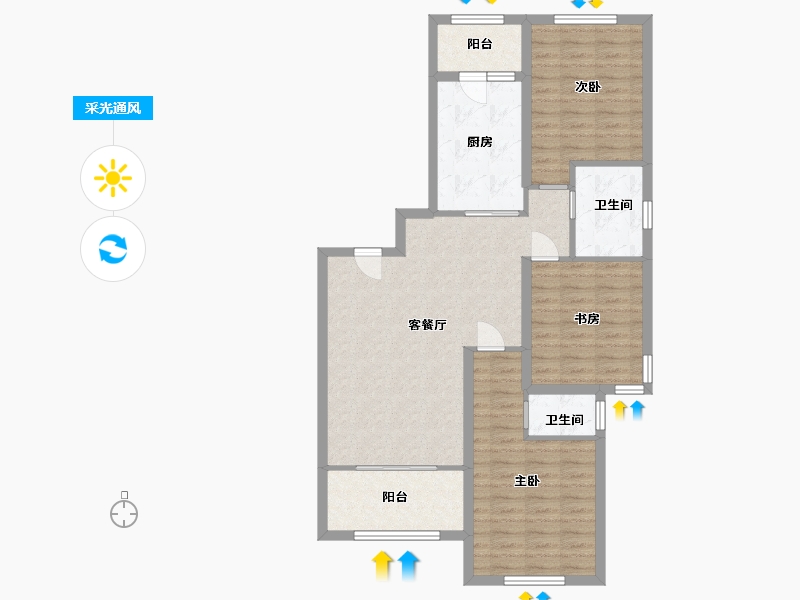 黑龙江省-哈尔滨市-南郡·豪庭-96.00-户型库-采光通风