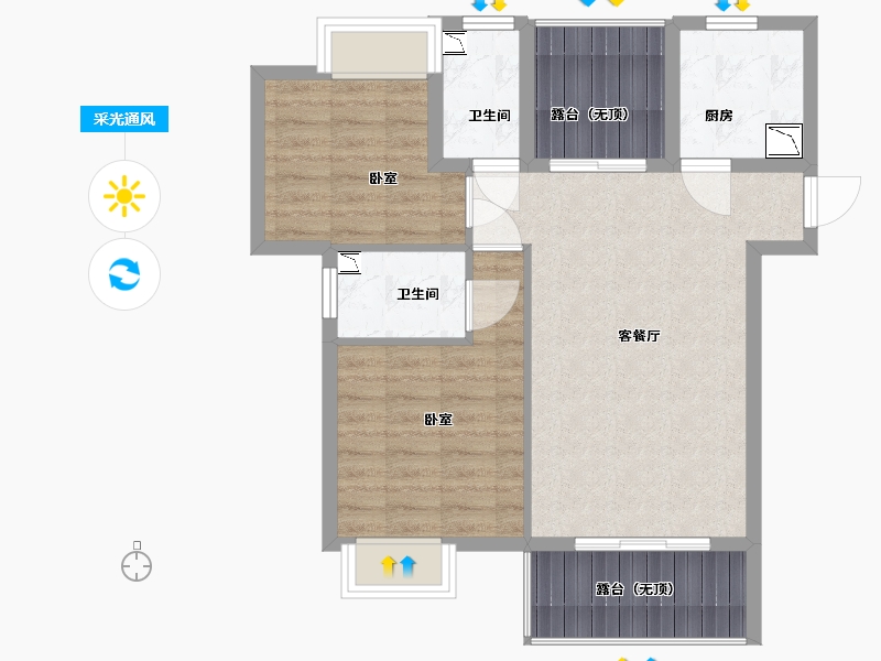 江苏省-南京市-华辉秦淮湾-72.00-户型库-采光通风