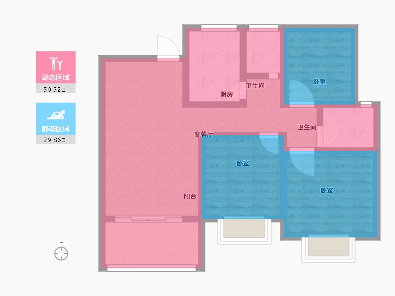 江苏省-南京市-弘阳禹洲时光印象-70.00-户型库-动静分区