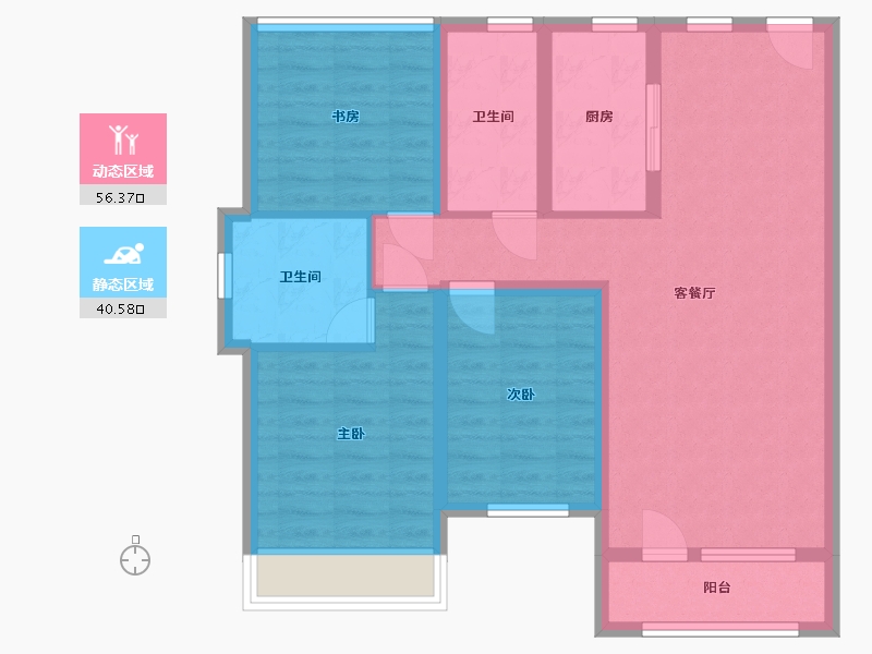 吉林省-延边朝鲜族自治州-融城·樾府-86.05-户型库-动静分区