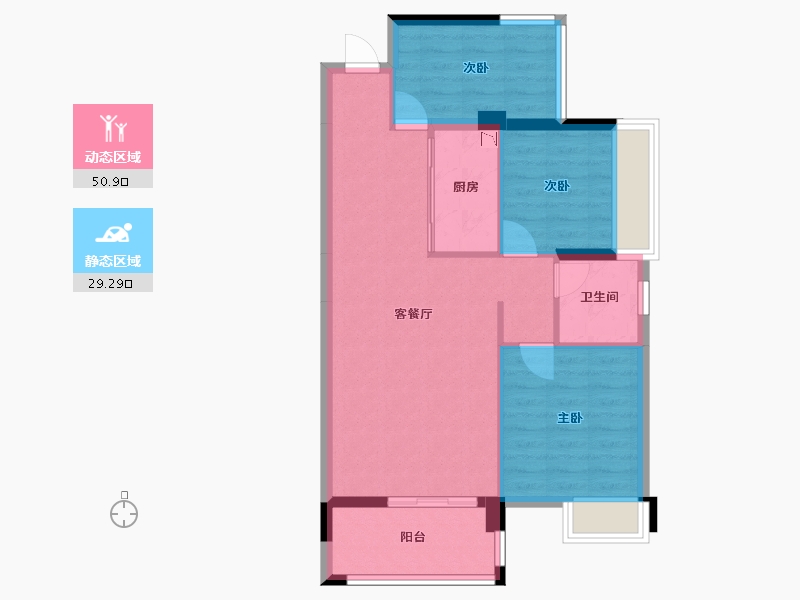 广西壮族自治区-梧州市-万通丽城-72.05-户型库-动静分区