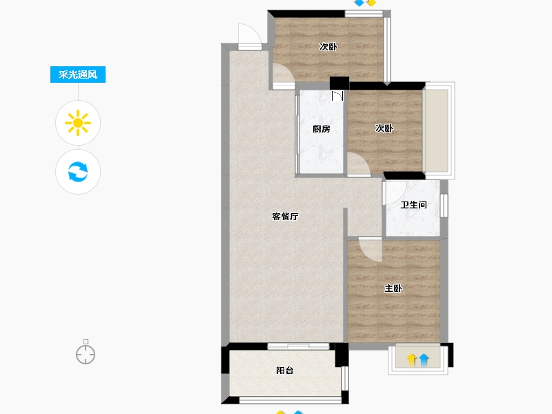 广西壮族自治区-梧州市-万通丽城-72.05-户型库-采光通风