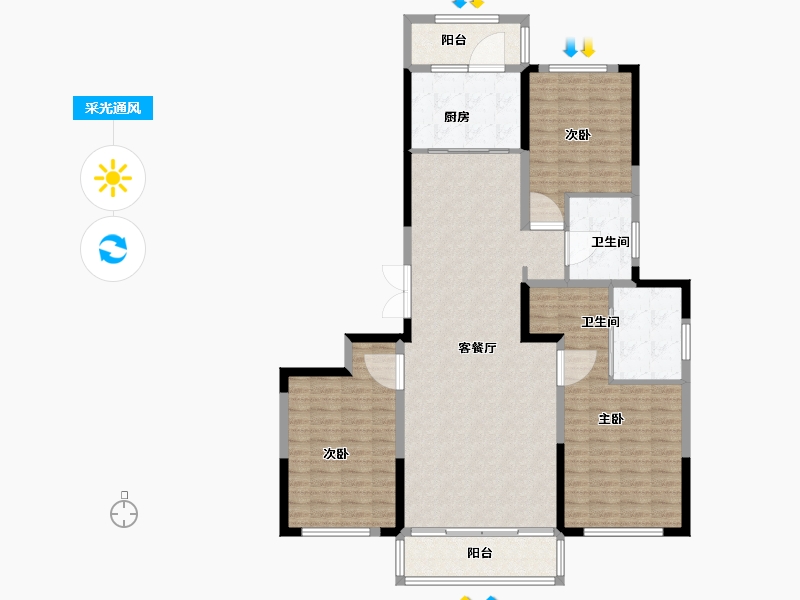 黑龙江省-哈尔滨市-招商·贝肯山(招商·云玺)-139.00-户型库-采光通风