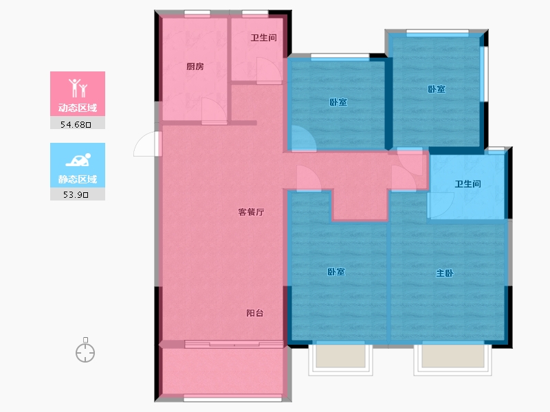 江苏省-南京市-明发浦泰梦幻家-97.67-户型库-动静分区