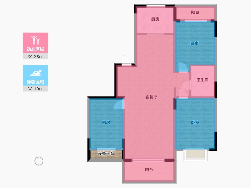 辽宁省-盘锦市-总部生态城·泰郡-97.30-户型库-动静分区