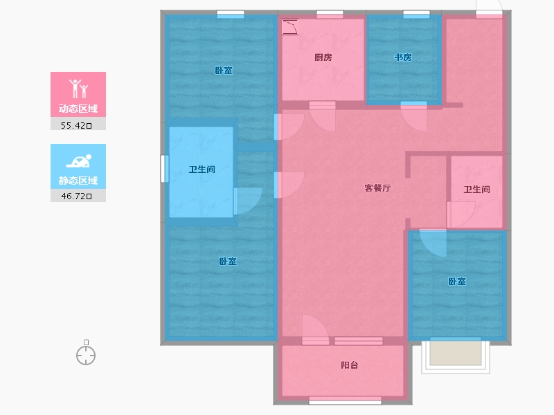 辽宁省-鞍山市-富力城-89.83-户型库-动静分区