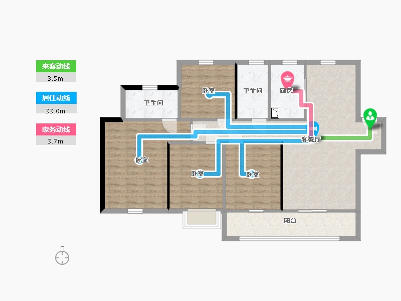 陕西省-西安市-绿地不夜城-104.00-户型库-动静线