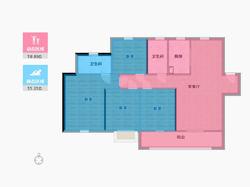 陕西省-西安市-绿地不夜城-104.00-户型库-动静分区