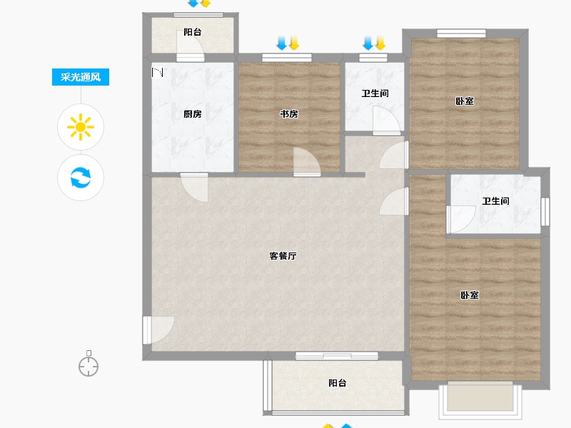 陕西省-西安市-龙腾万都汇-98.07-户型库-采光通风