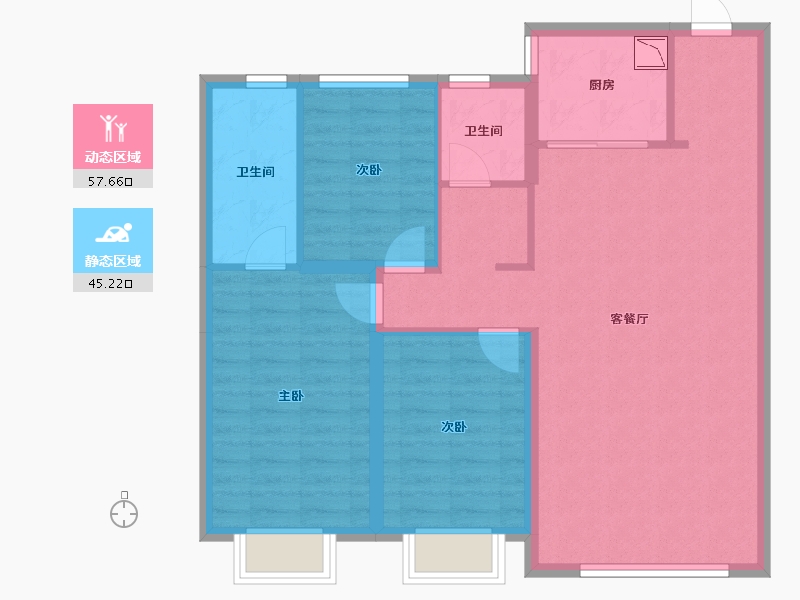 黑龙江省-哈尔滨市-金地峯范-92.86-户型库-动静分区