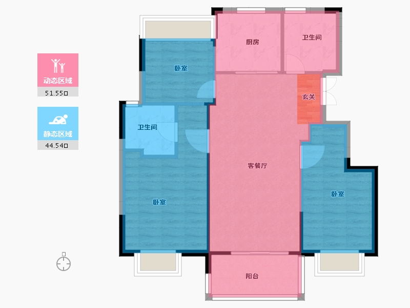 江苏省-南京市-银城君颐东方-88.00-户型库-动静分区